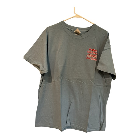Fruit of the Loom Heavy Other - Vintage OutBack Crab Shark T-Shirt Men’s Size XL Gray Free Beer
